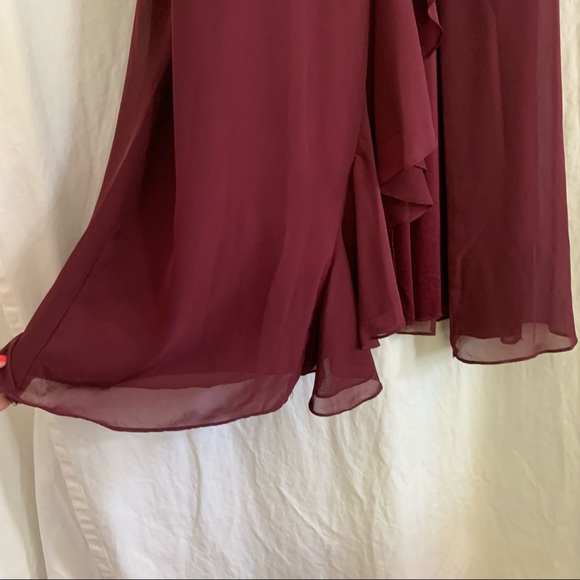 Ruffle Spaghetti Strap Chiffon Dress w/Slit - Sz 0 - Picture 10 of 13